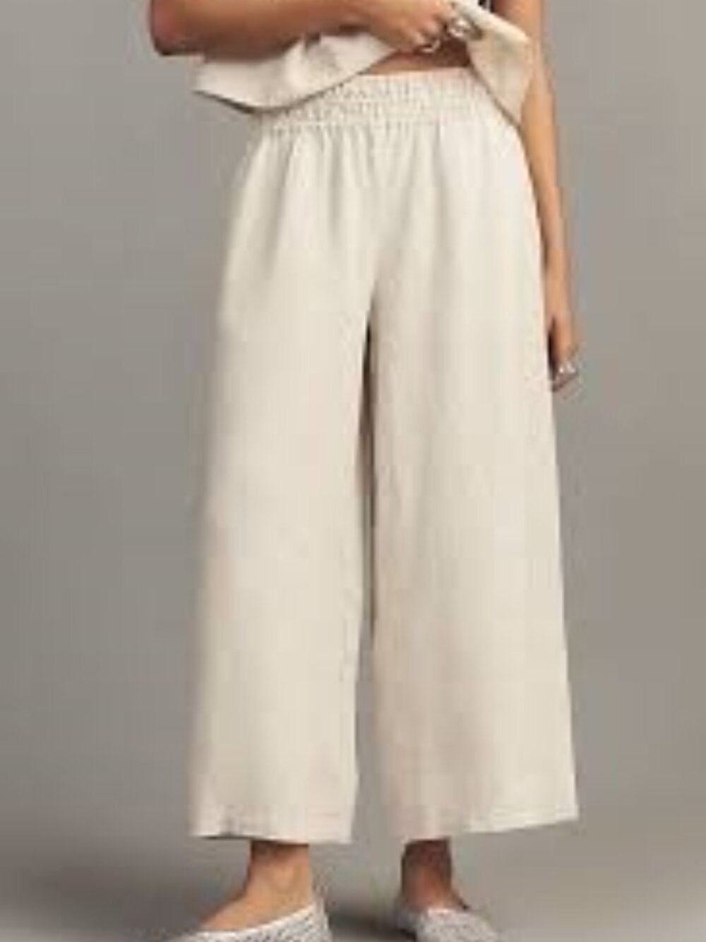 Anthropologie Sand Color NEW Wide-Leg Linen Pants